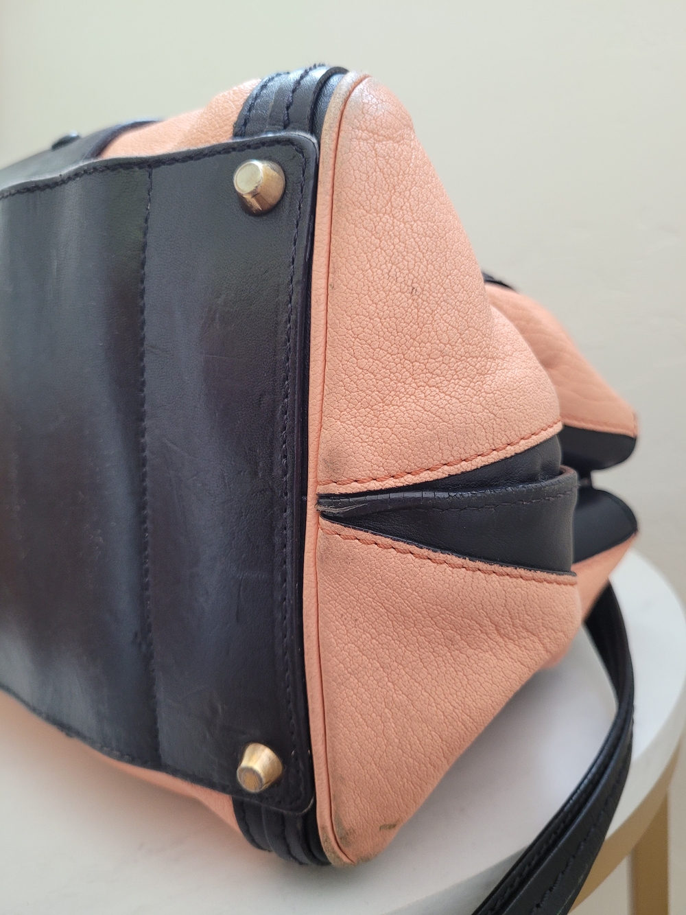 Chloé Black & Sunrise Peach Leather Medium Alice Satchel Bag Crossbody - Picture 9 of 16